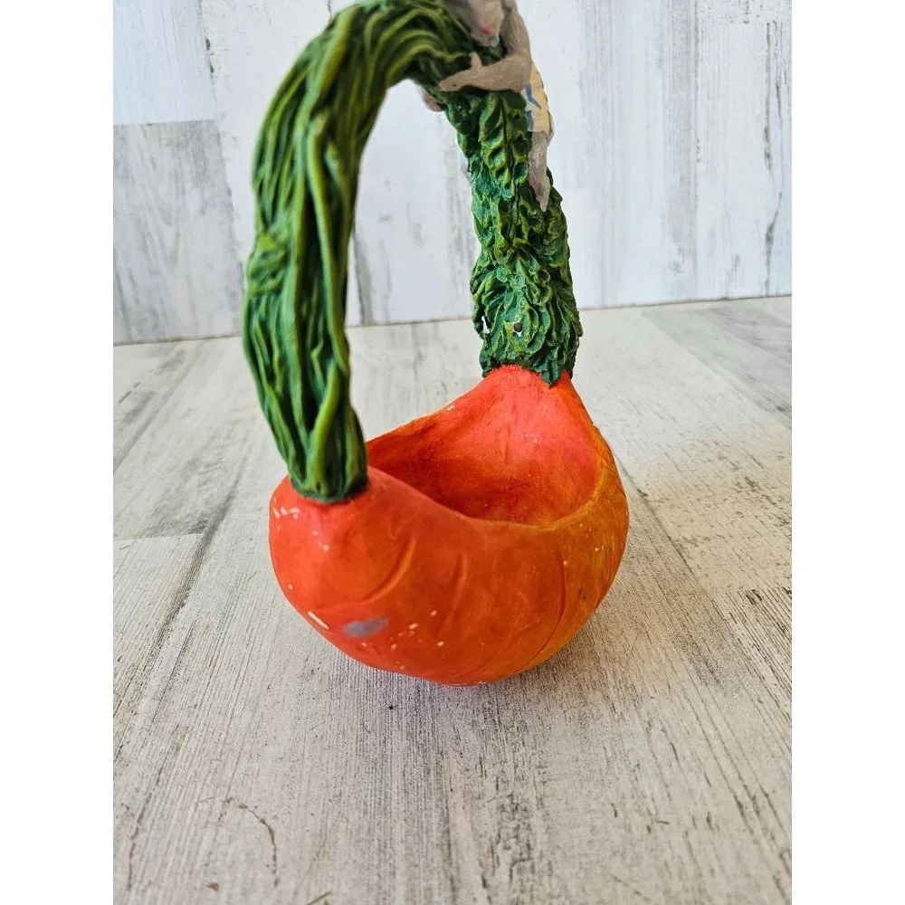 Vintage dept 56‎ carrot basket Easter decor as is spring bunny
